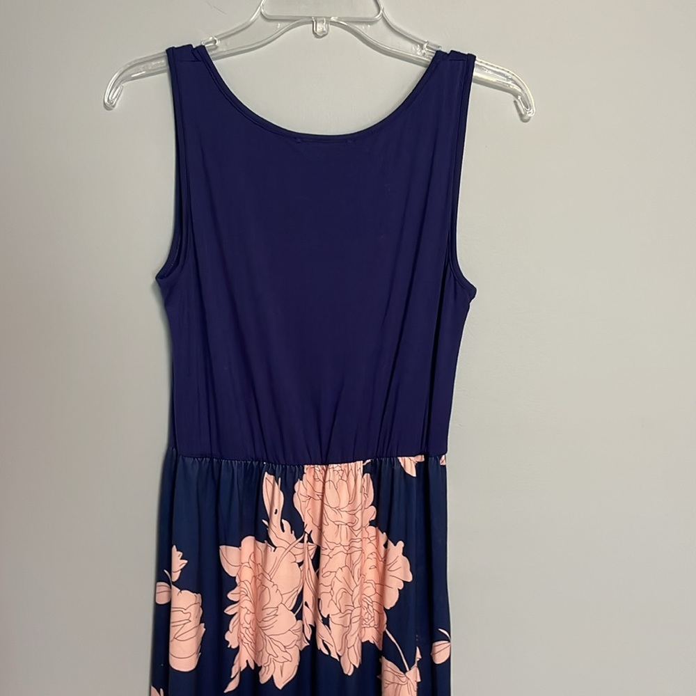 Bluetime Blue and Peach Floral Tank Maxi Dress Size Small NWT - Picture 5 of 9